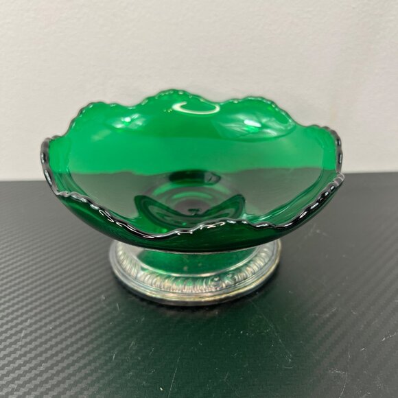Emerald Green Sterling Silver Frank Whiting Compote Bowl Trinket Candy Dish 2074 - Picture 2 of 8